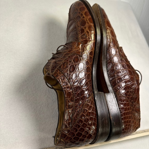 Davanzati Mens Brown Alligator Skin Split Toe Derby Dress Shoes Made in Italy 13 main image 16